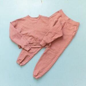 Girlfriend Collective Birch 50/50 Crop Sweatshirt Classic Jogger Sweat Set XS